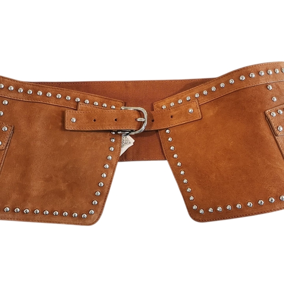 Mango Tan Studded Leather Belt - Picture 1 of 4